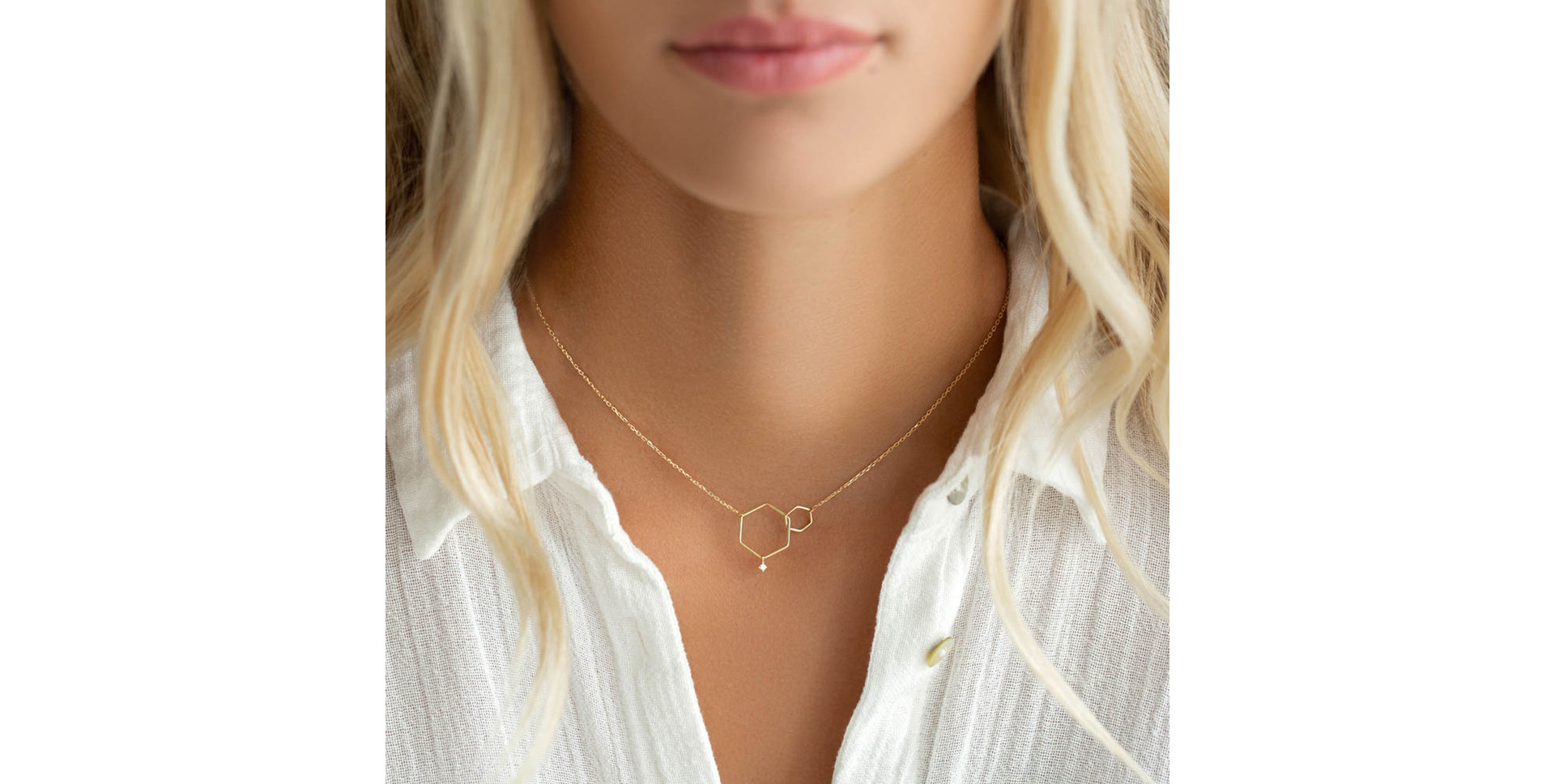 Náhrdelník s diamantem Hexagon Harmony