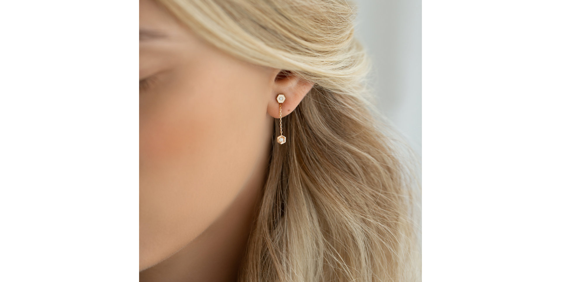 Náušnice s diamanty HexaTwin