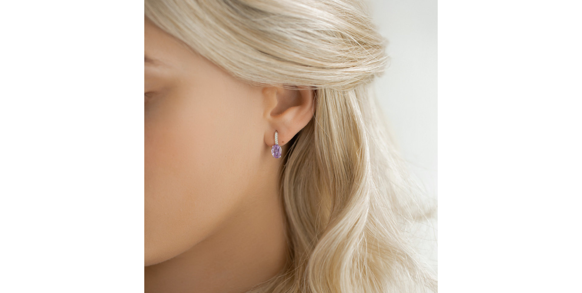 Náušnice s diamanty a ametystem Niké Elegance