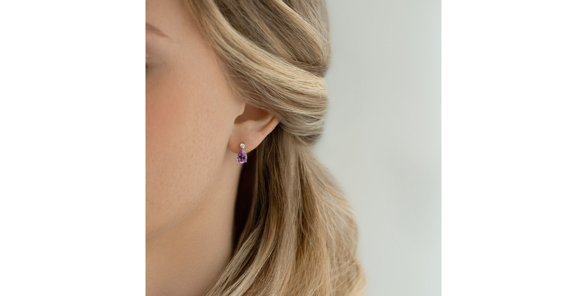 Náušnice s diamanty a ametystem Ismene