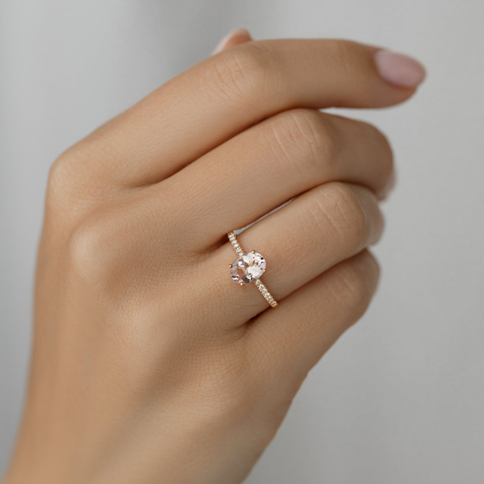 Prsten s diamanty a morganitem Touch of Spark