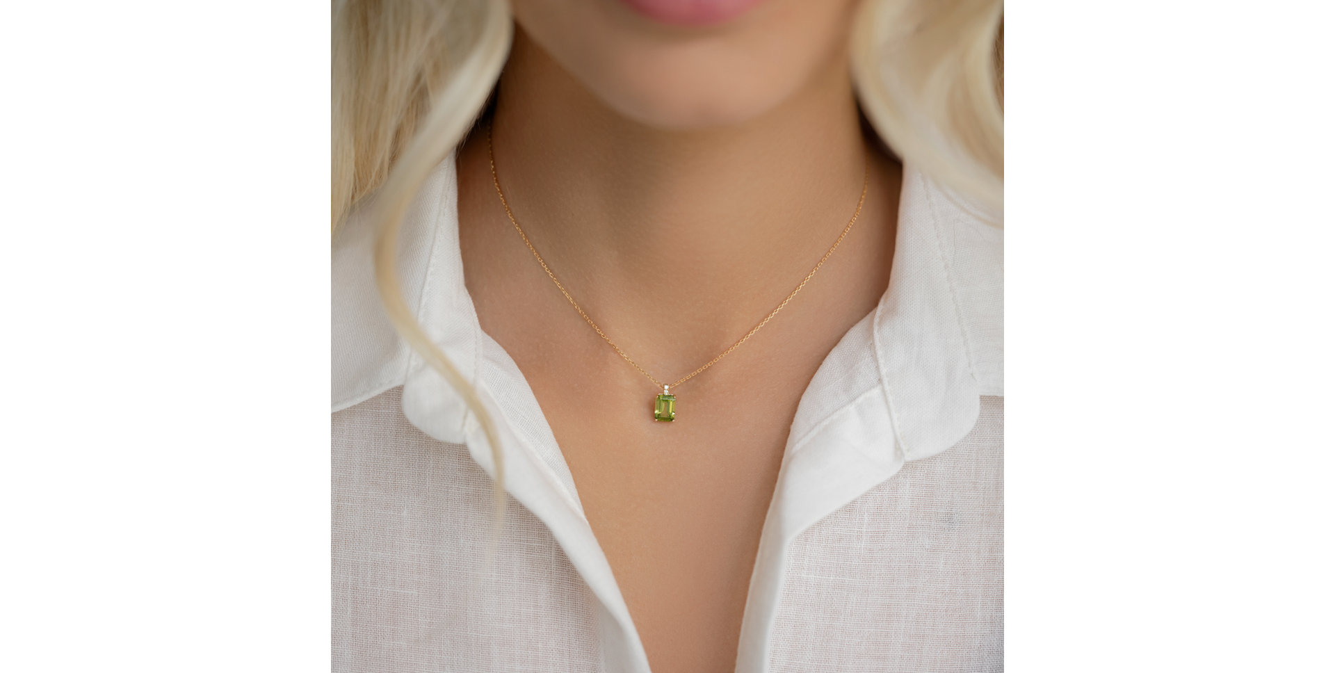 Náhrdelník s diamanty a peridotem Mireth