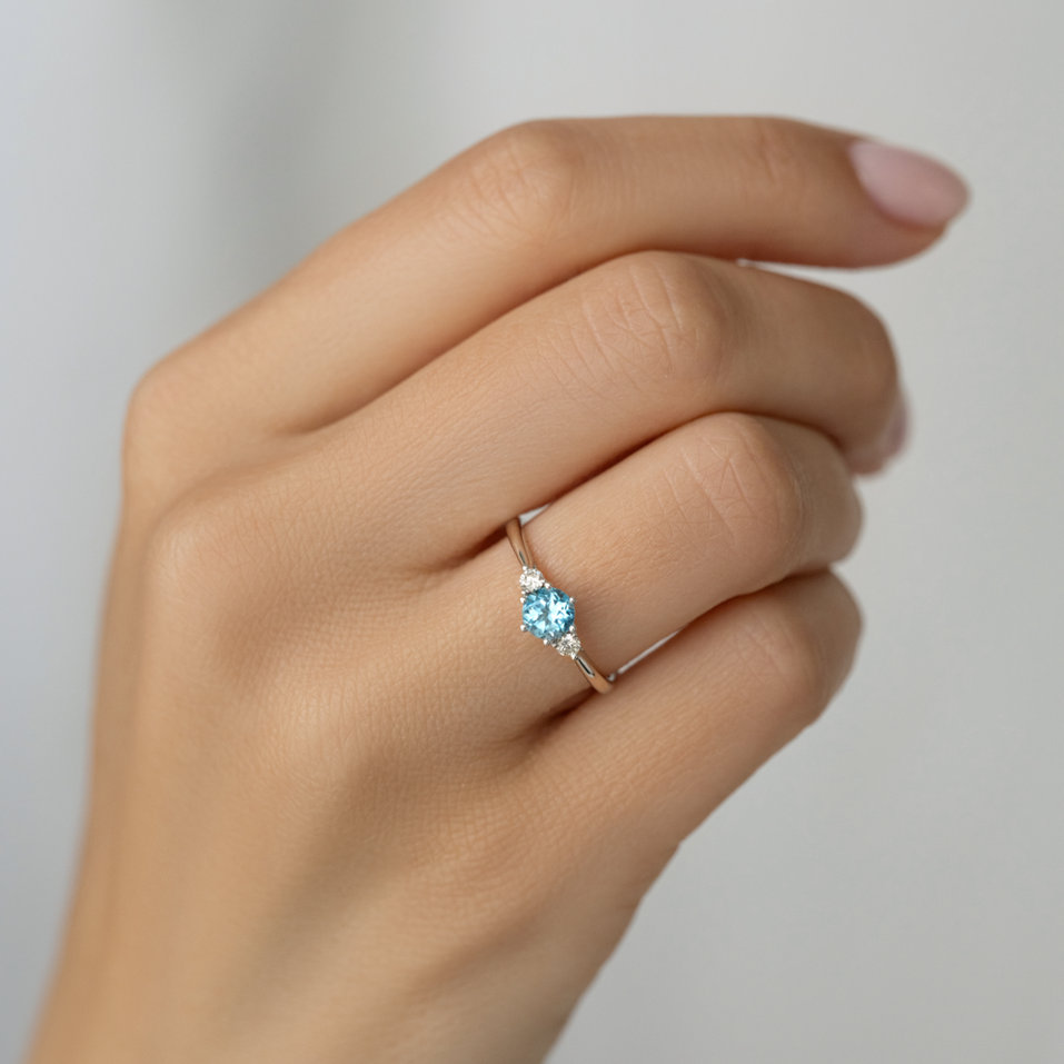 Prsten s diamanty a ametystem Midnight Serenity