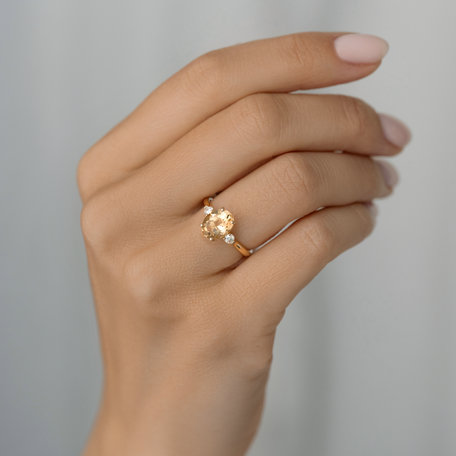 Prsten s diamanty a rhodolitem Asuan