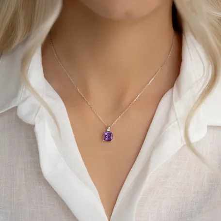 Náhrdelník s diamantem a ametystem The Countess