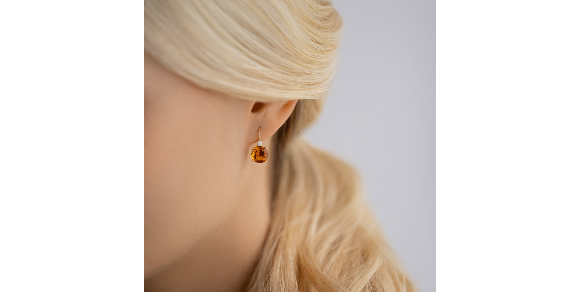 Náušnice s diamantem a citrínem The Countess