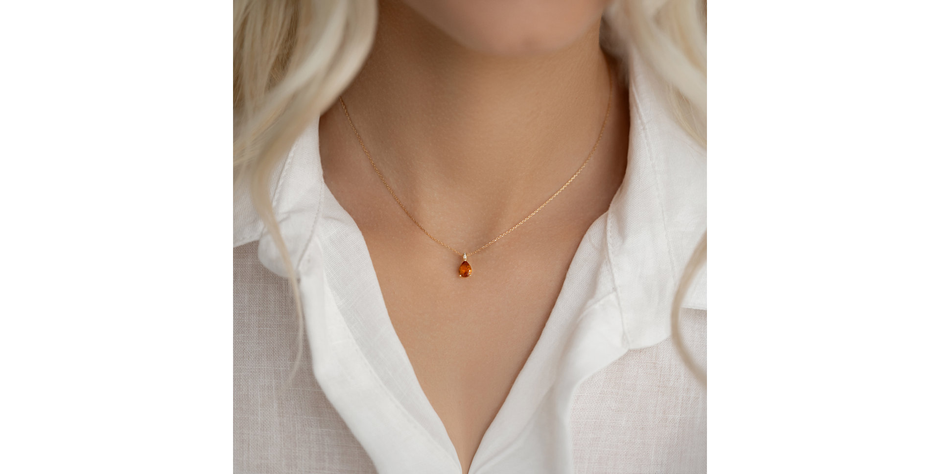 Náhrdelník s diamanty a ametystem Teardrop