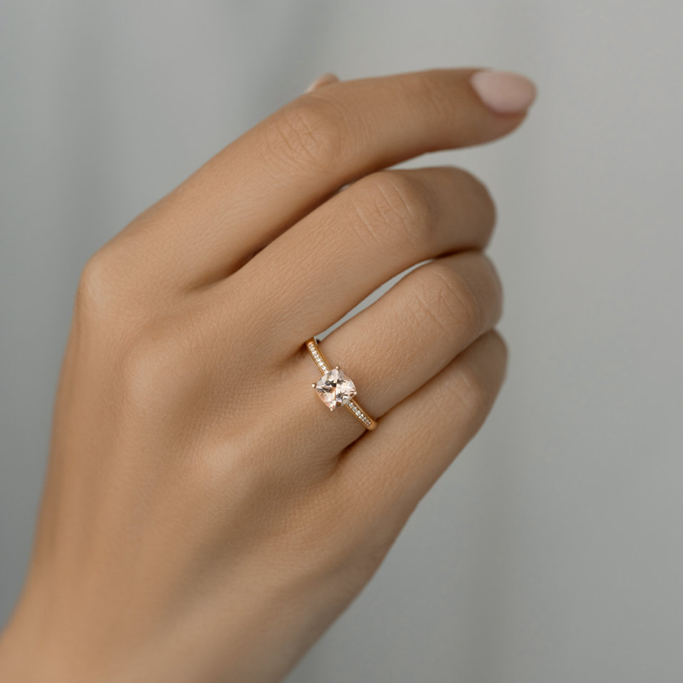 Prsten s diamanty a morganitem Melody Symphony