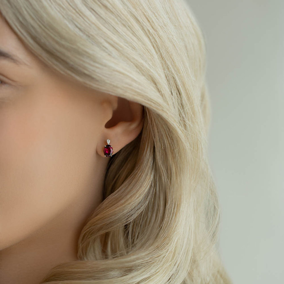 Náušnice s diamantem a ametystem Annelise