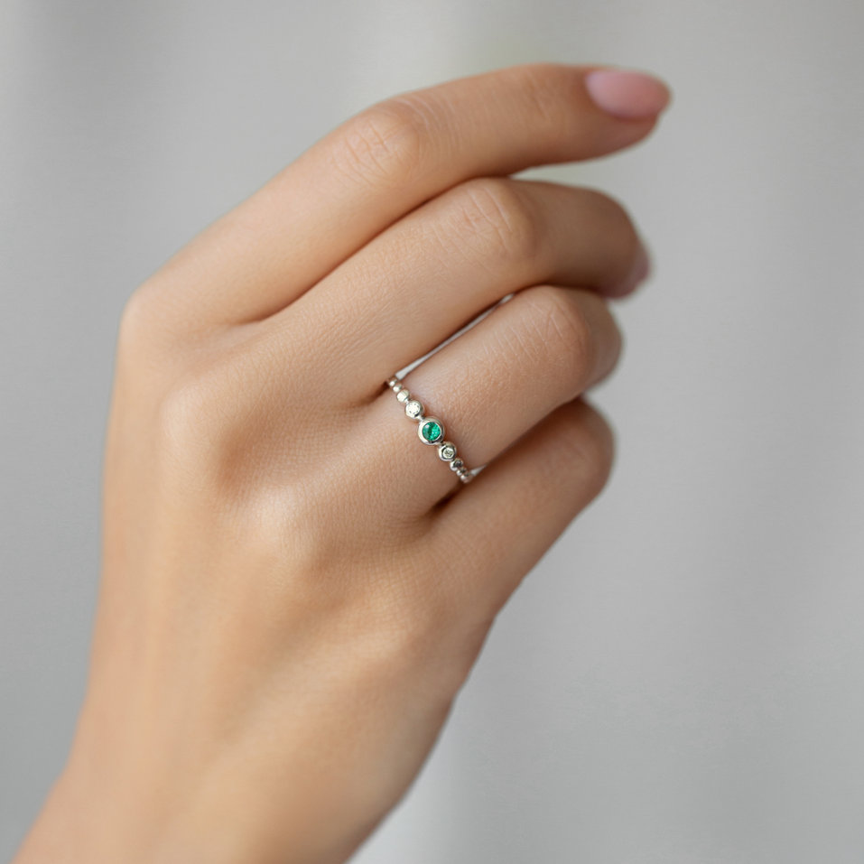 Prsten s diamanty a safírem Shiny Triple