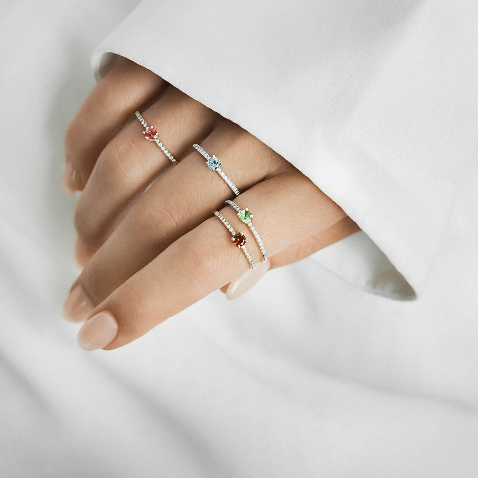 Prsten s diamanty a topazem swiss Gem Simplicity