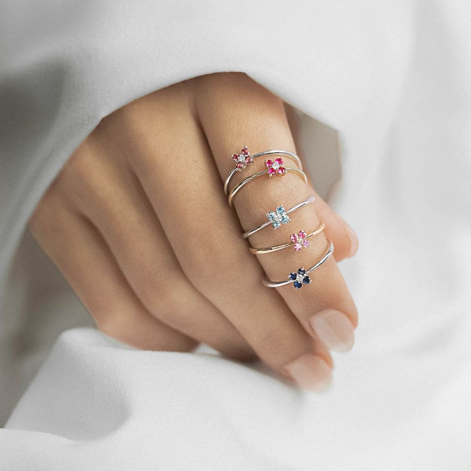 Prsten s diamantem a topazy swiss Divine Bloom