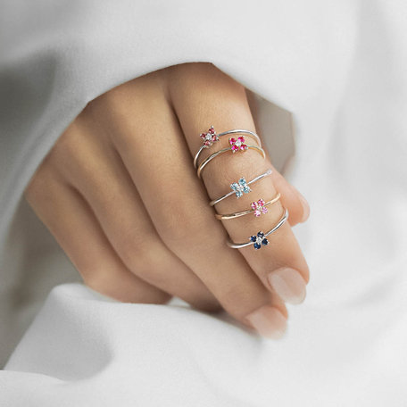 Prsten s diamantem a topazy swiss Divine Bloom
