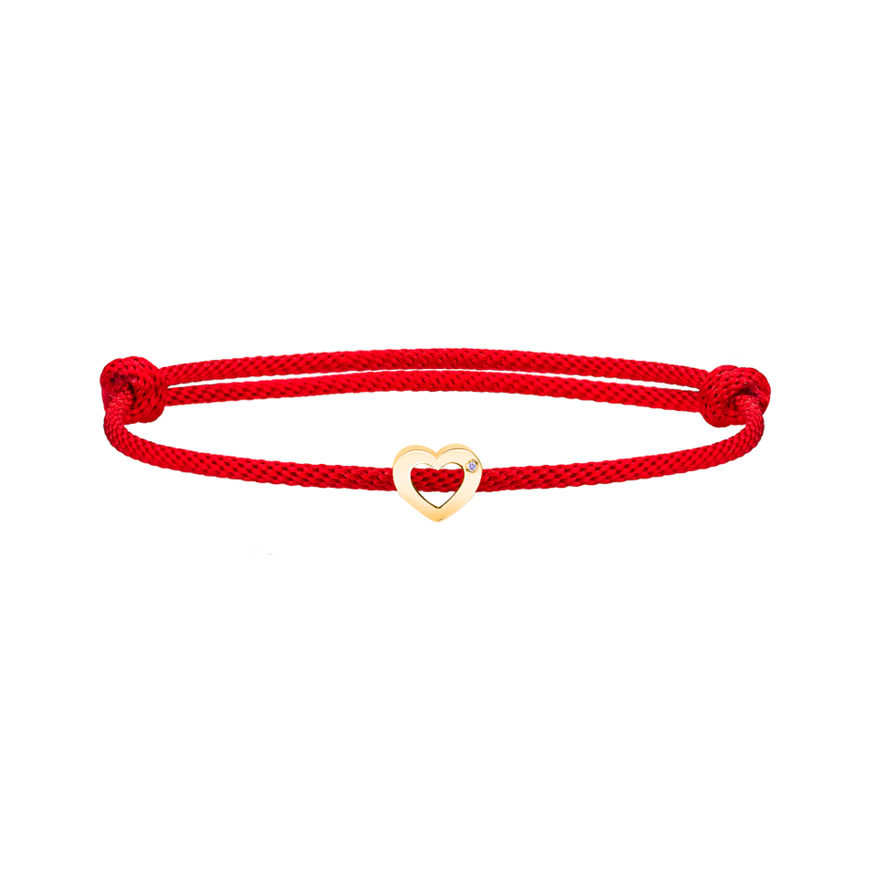 Diamantový náramek se šňůrkou Bold Heart