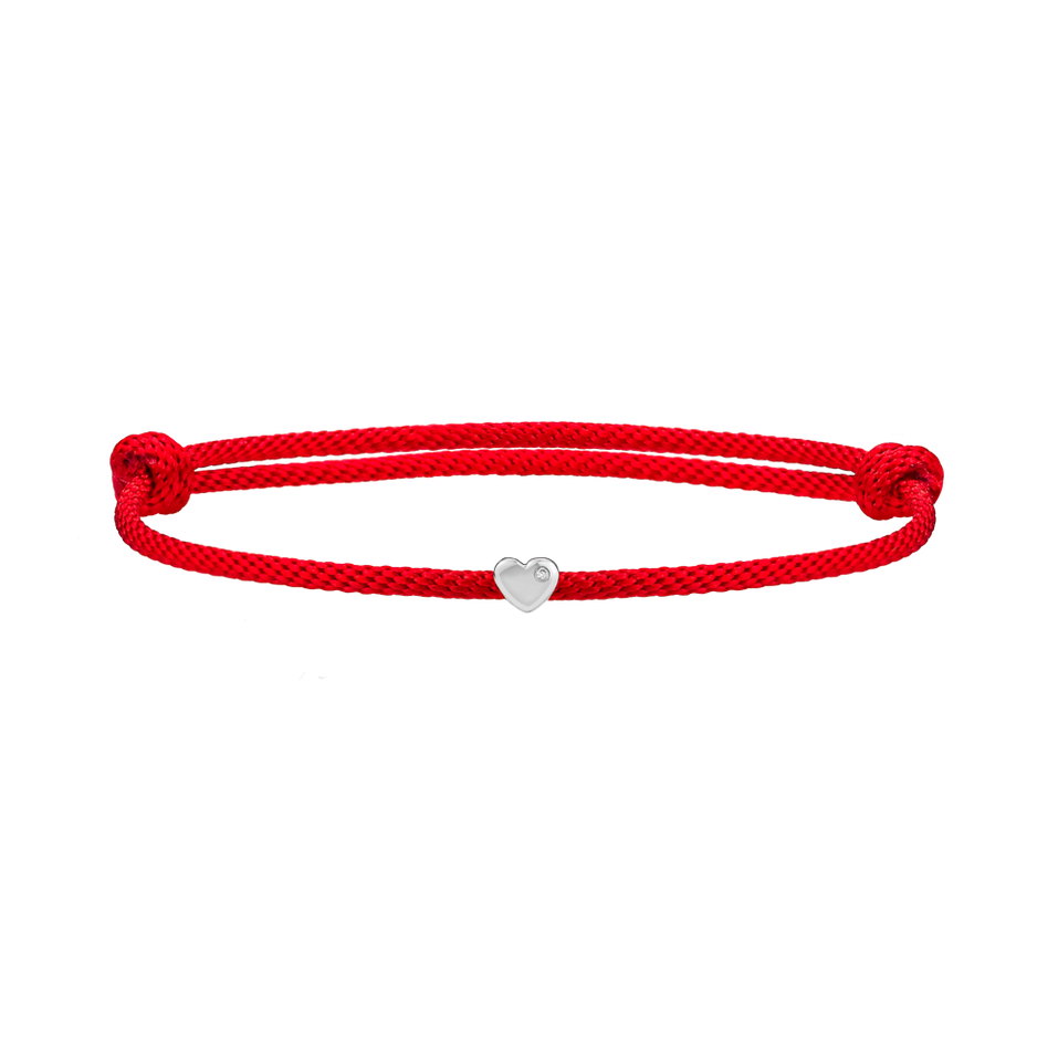 Diamantový náramek se šňůrkou Red Heart