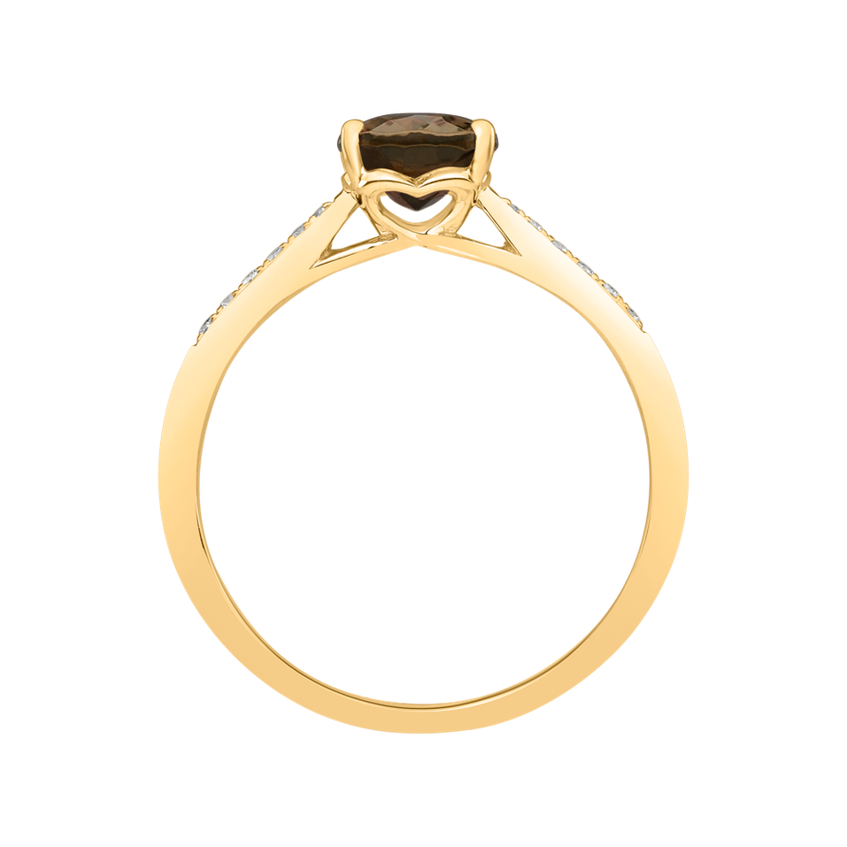 Prsten s diamanty a smoky quartzem Bonbon