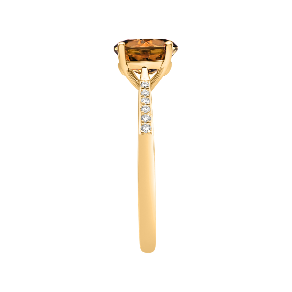 Prsten s diamanty a turmalínem cognac Bonbon