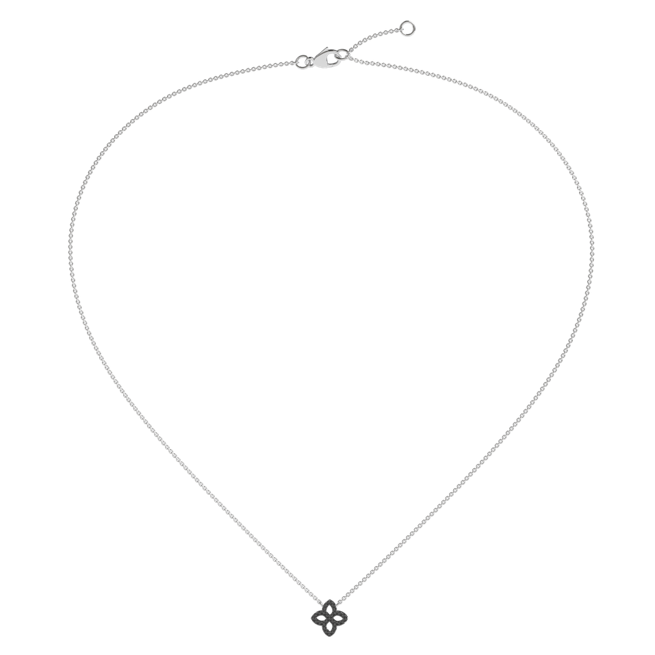 Náhrdelník s černými a bílými diamanty Glamorous Petals