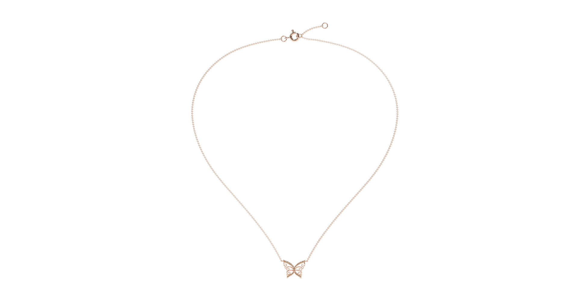 Náhrdelník s hnědými a bílými diamanty Shiny Butterfly