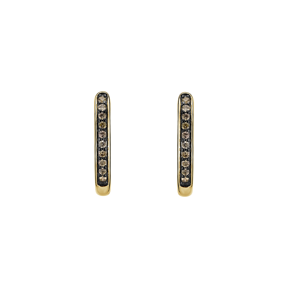 Náušnice s hnědými diamanty Midnight Loop