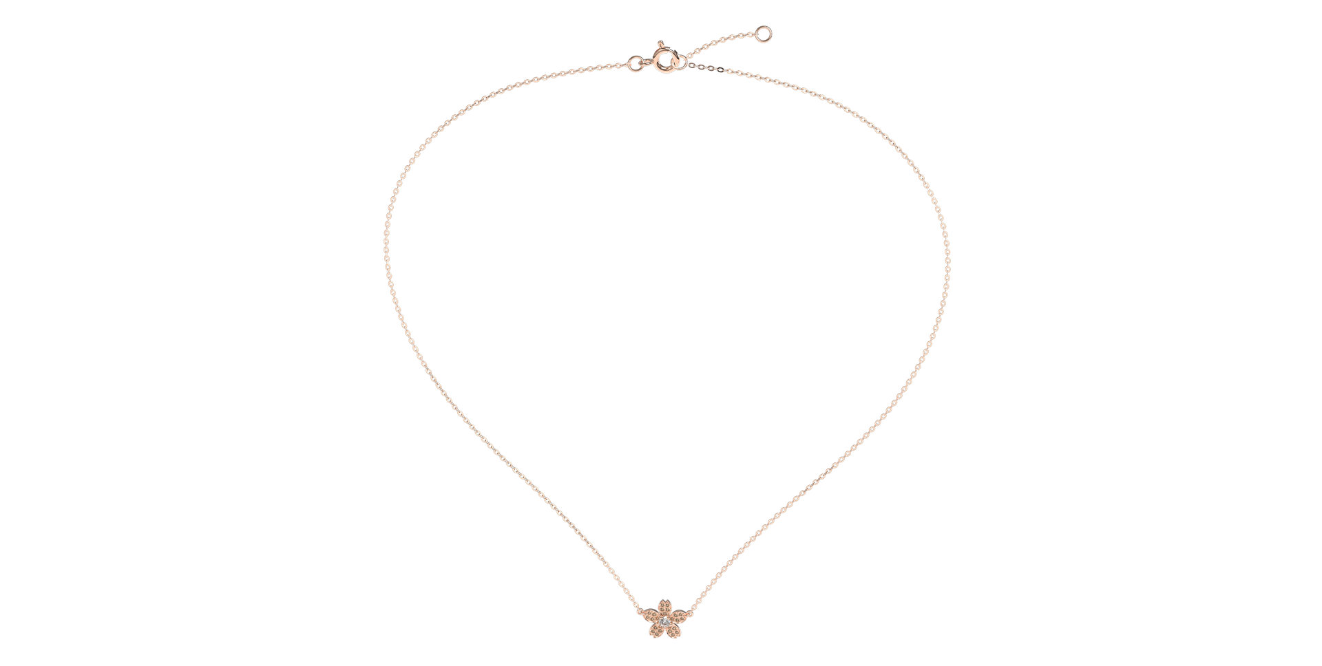 Náhrdelník s hnědými a bílými diamanty Flower