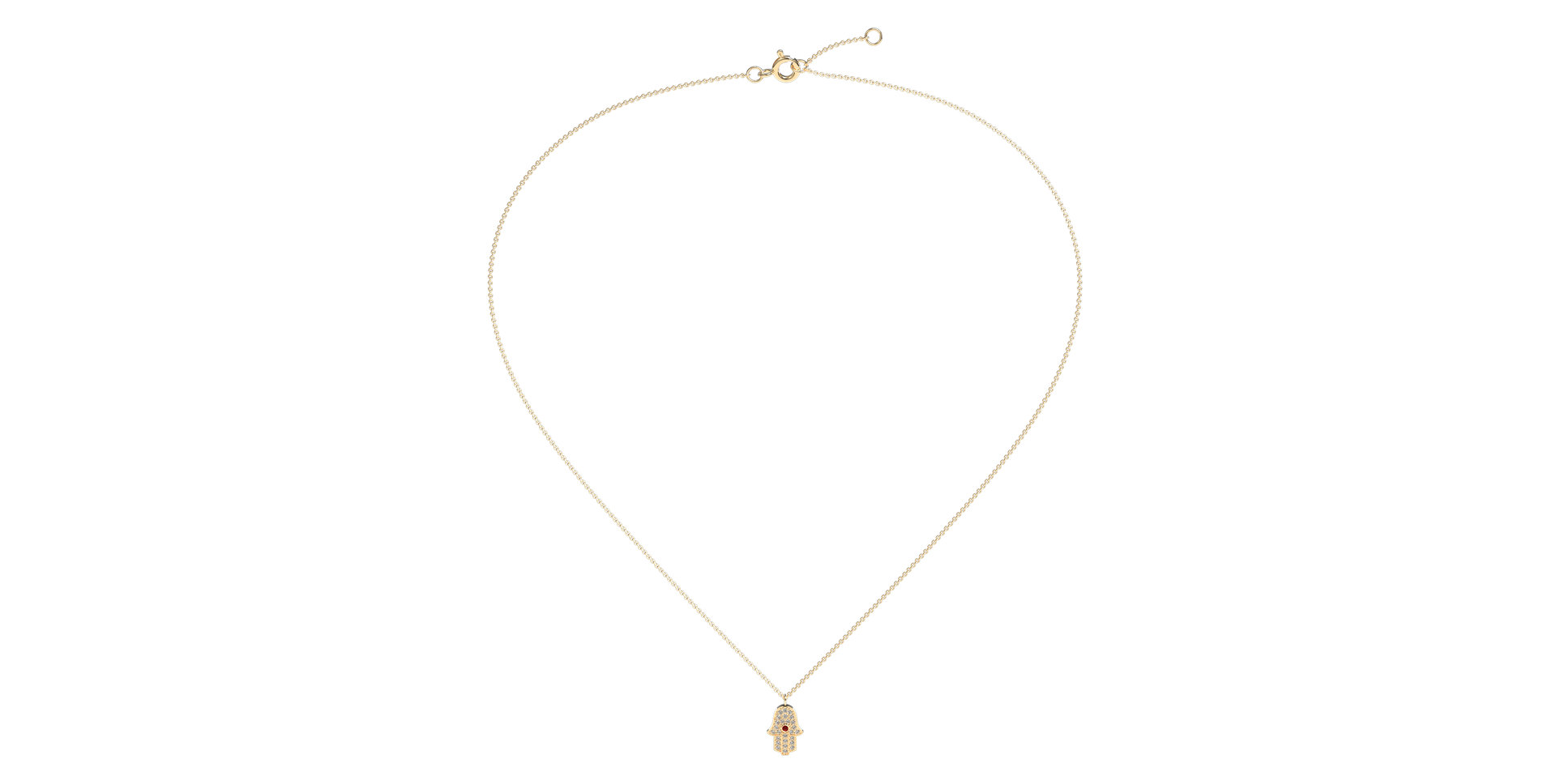 Náhrdelník s diamanty a rubínem Hamsa