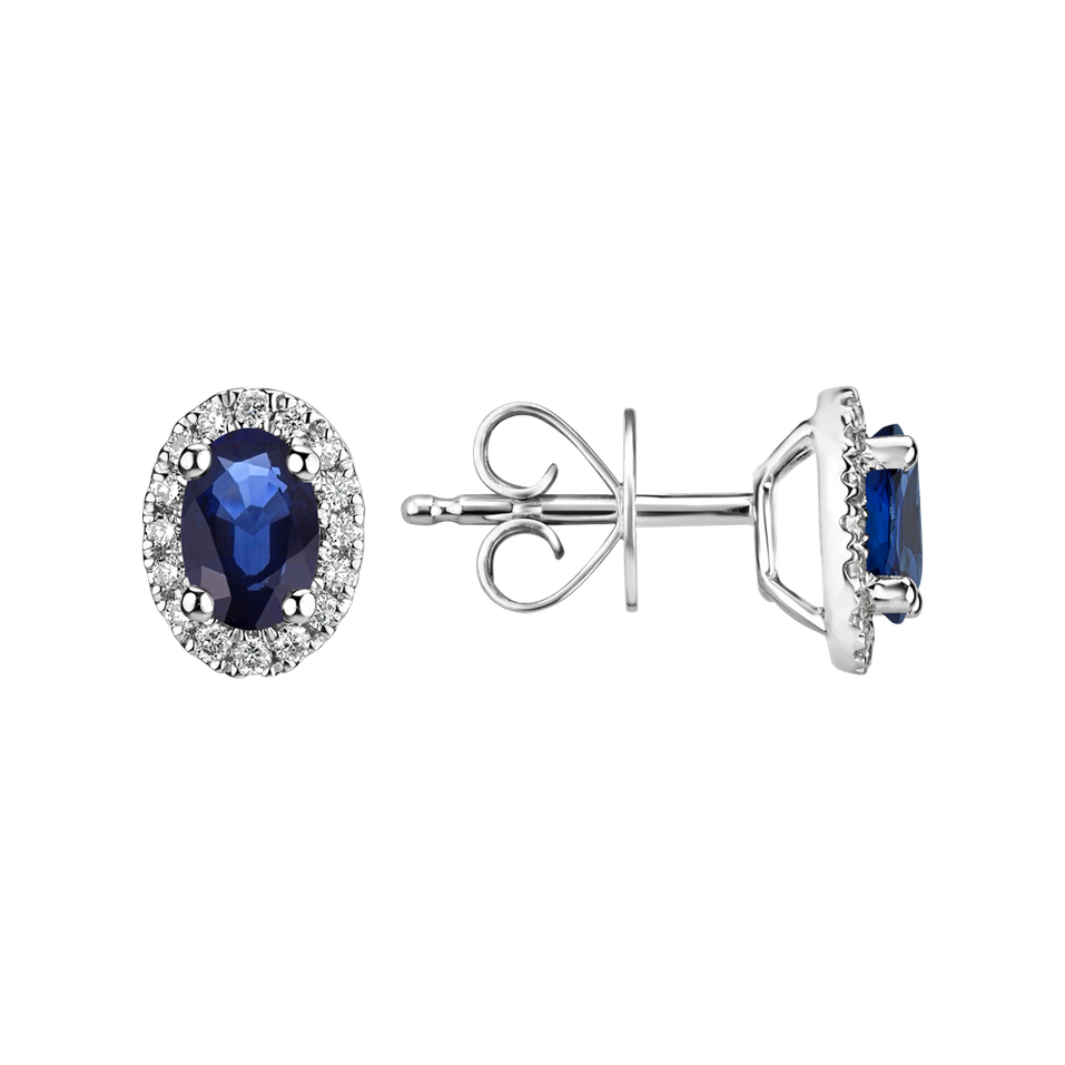 Náušnice s diamanty a safírem Princess