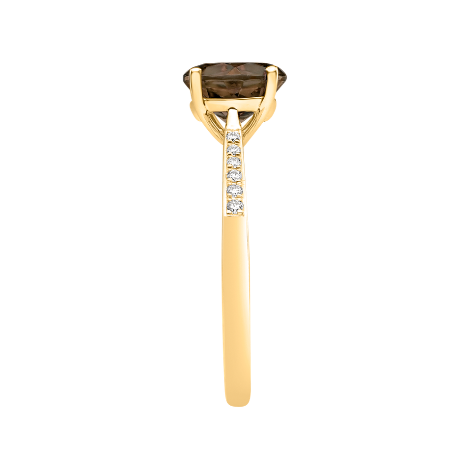 Prsten s diamanty a smoky quartzem Bonbon