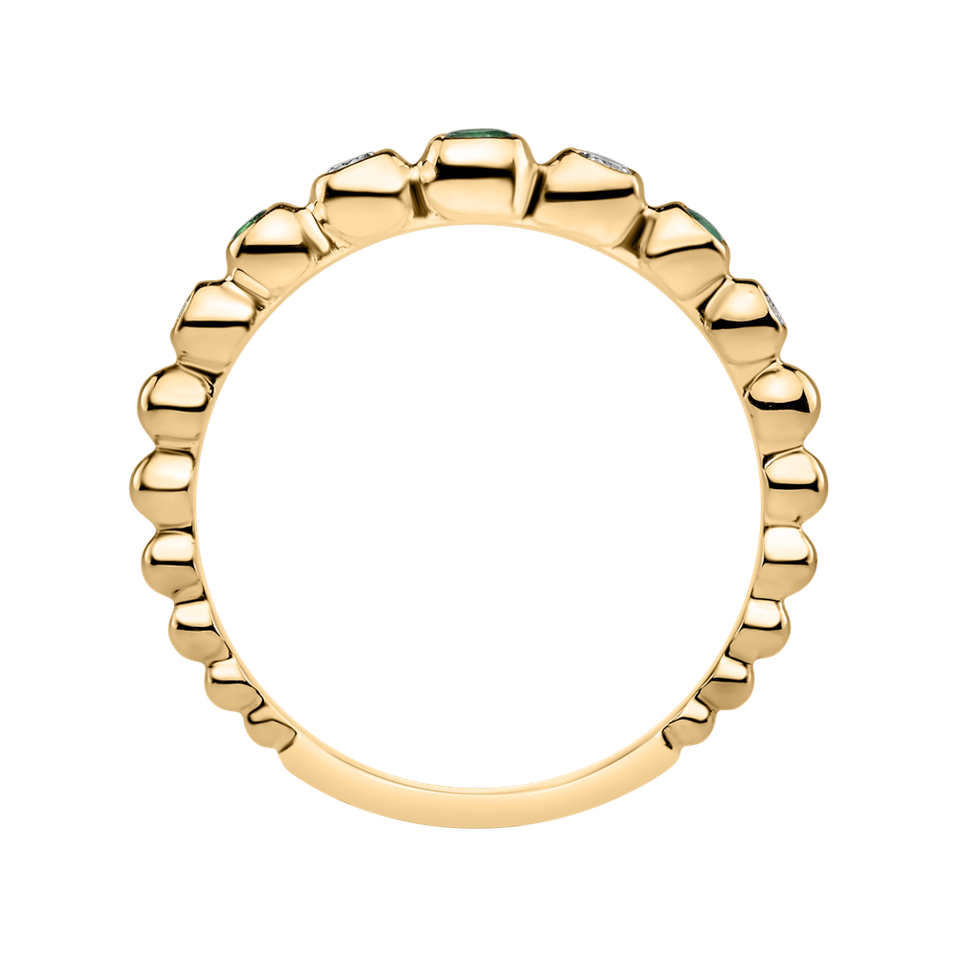 Prsten s diamanty a smargdem Shiny Dots