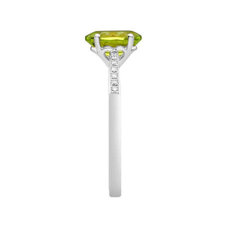 Prsten s diamanty a peridotem Bonbon