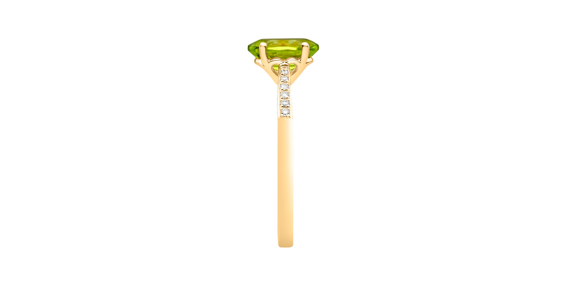 Prsten s diamanty a peridotem Bonbon