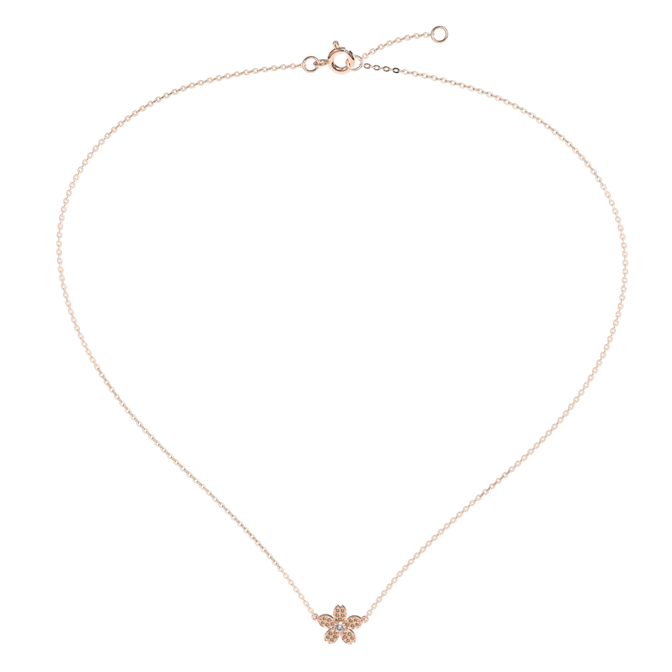 Náhrdelník s hnědými a bílými diamanty Flower