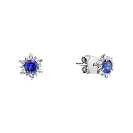 Náušnice s diamanty a tanzanitem Fancy Fairytale