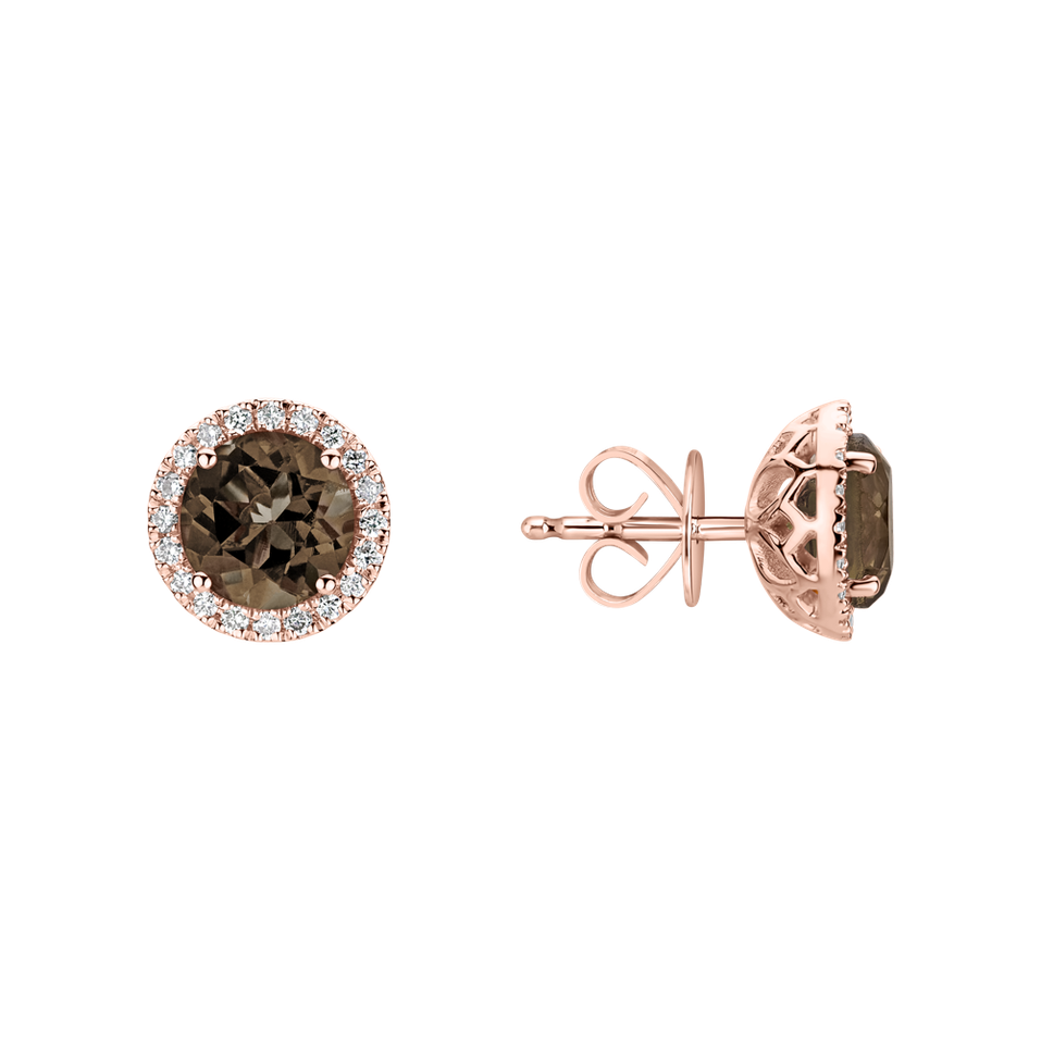 Náušnice s diamanty a smoky quartzem Eternal Sunshine