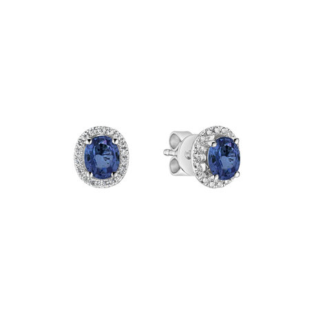 Náušnice s diamanty a safírem Imperial Sapphire