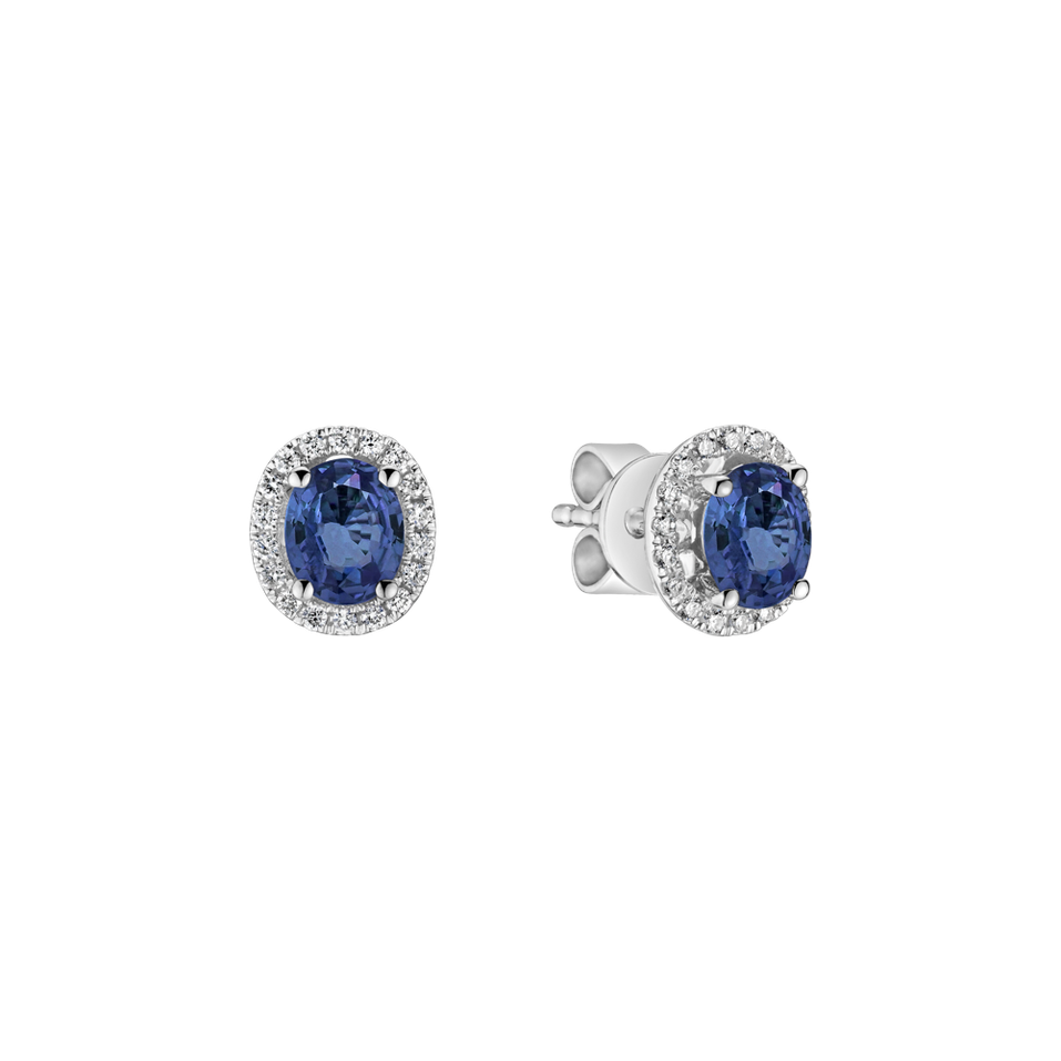 Náušnice s diamanty a safírem Imperial Sapphire