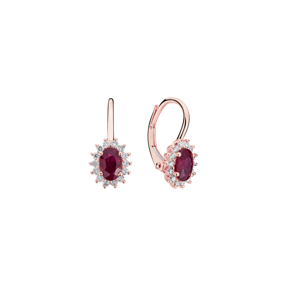 Náušnice s diamanty a rubínem Princess