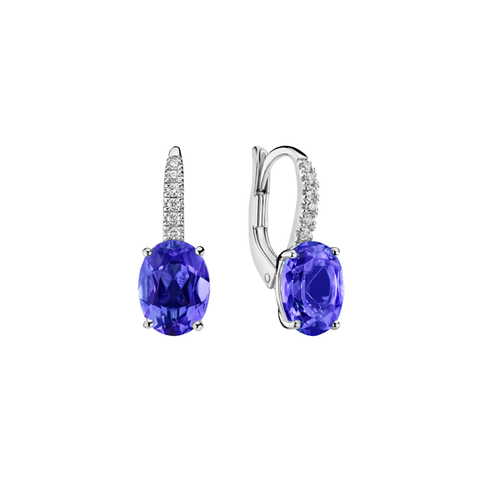 Náušnice s diamanty a tanzanitem Niké Elegance