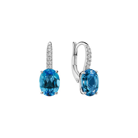 Náušnice s diamanty a topazem Niké Elegance