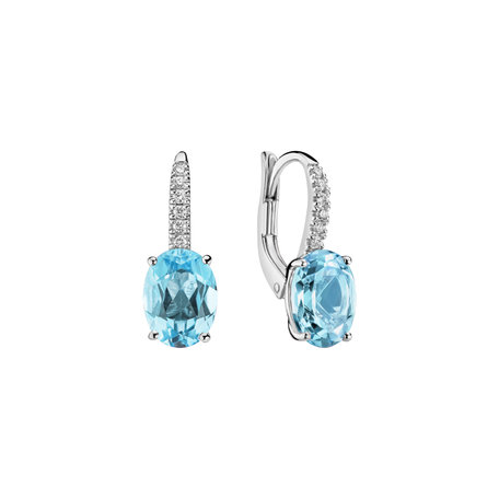Náušnice s diamanty a topazem Niké Elegance