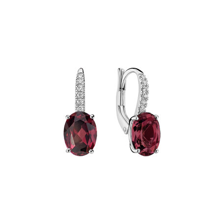 Náušnice s diamantmi a rhodolitem Niké Elegance