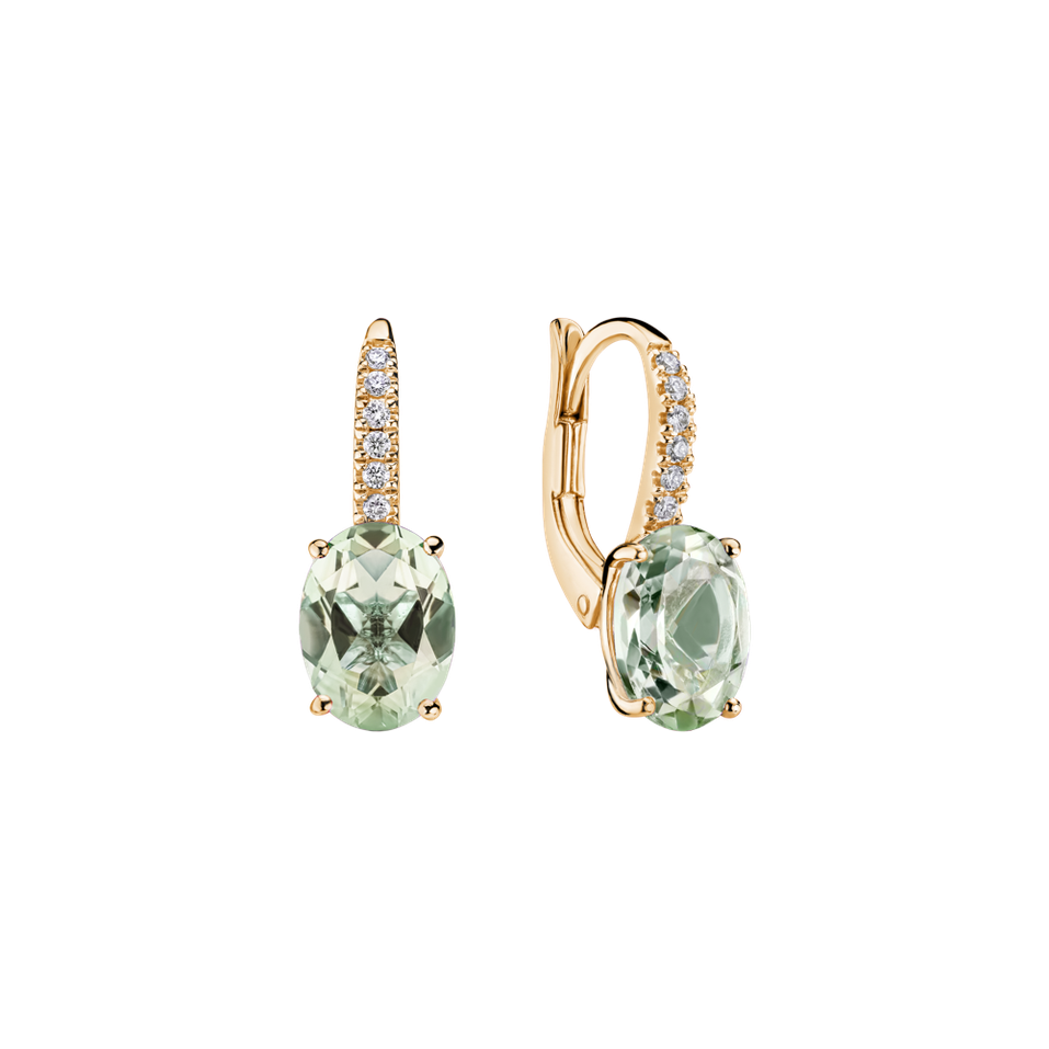 Náušnice s diamanty a ametystem Niké Elegance