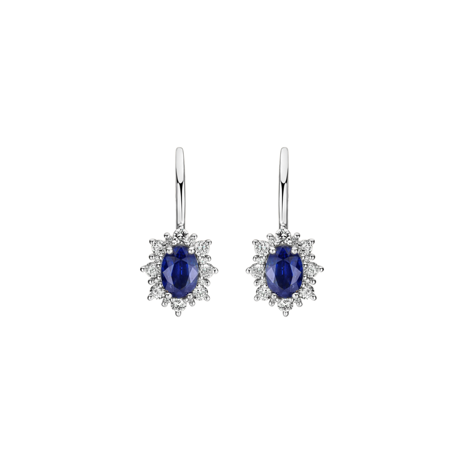 Náušnice s diamanty a safírem Royal Aurora