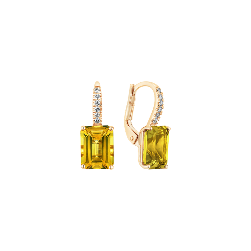Náušnice s diamanty a citrínem Mireth