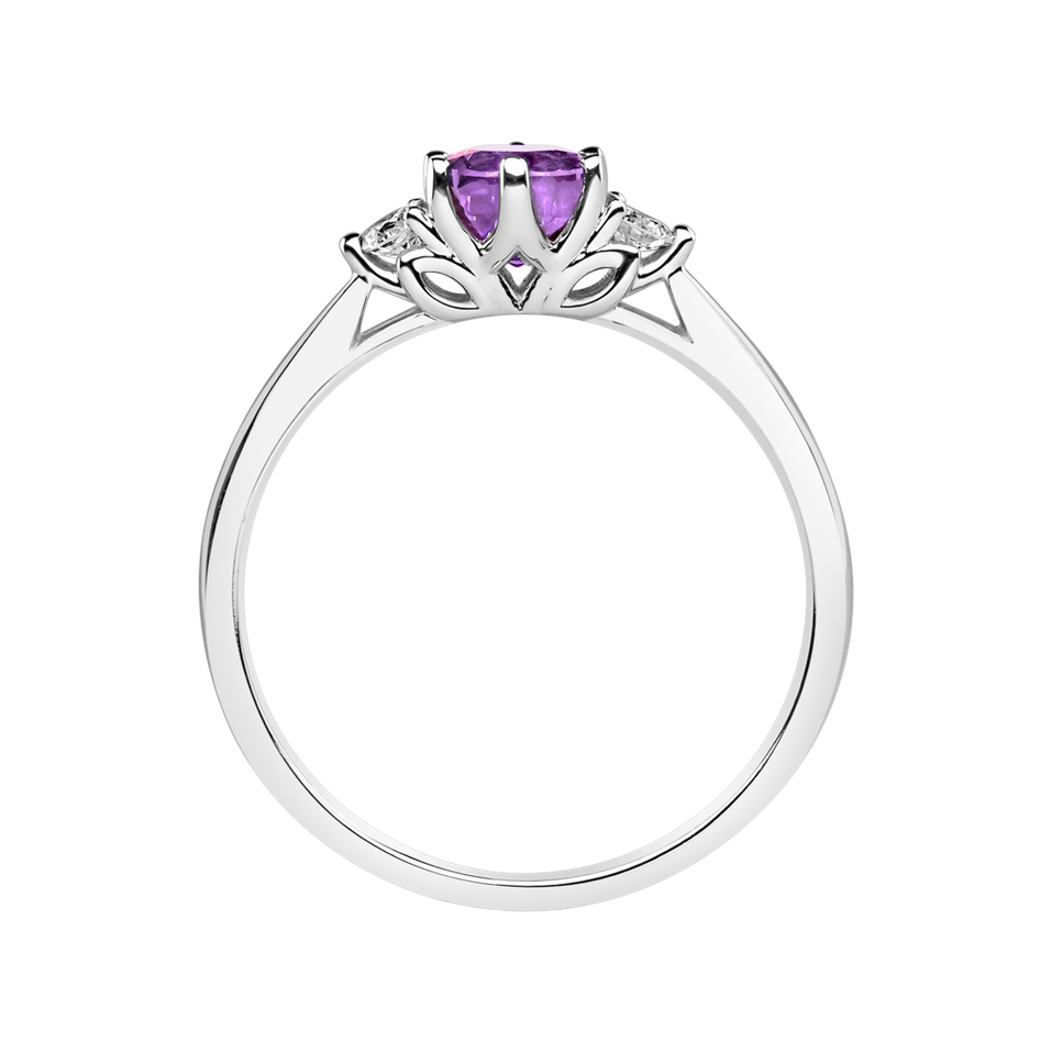 Prsten s diamanty a ametystem Midnight Serenity