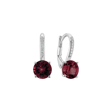 Náušnice s diamanty a rhodolitem Carleton