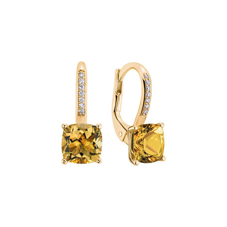 Náušnice s diamanty a citrínem Calypso