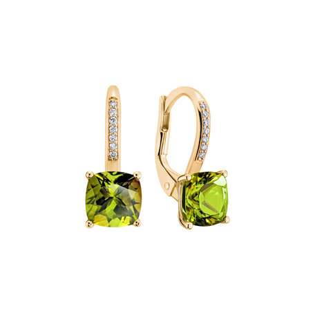 Náušnice s diamanty a peridotem Calypso