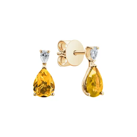 Náušnice s diamantem a citrínem Whispers of Light
