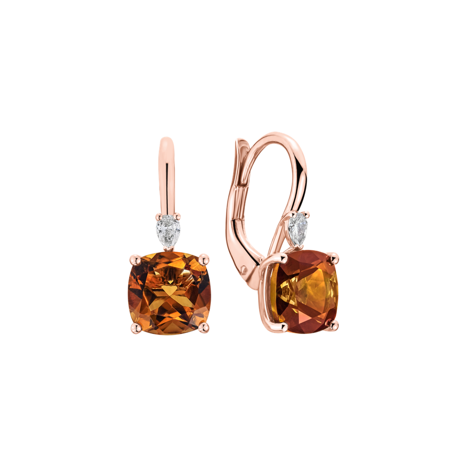 Náušnice s diamantem a citrínem Mirabel